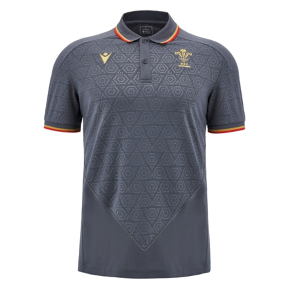 2024-2025 Wales WRU Rugby Travel Polo Shirt (Anthracite) - Kids_2