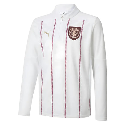 2024-2025 Man City Prematch 1/4 Zip Top (White) - Kids_1
