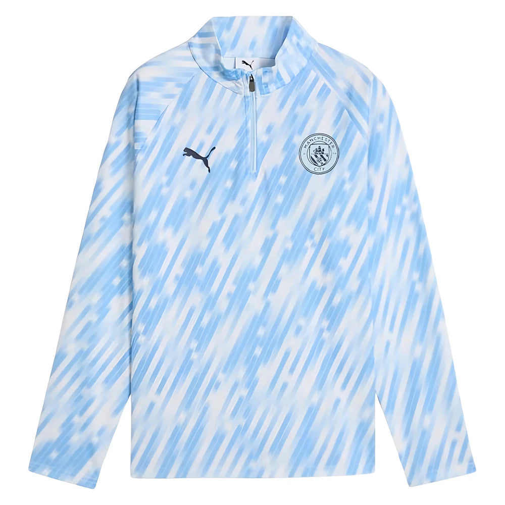 2025-2026 Man City Warm Up 1/4 Zip Top (Silver Sky) - Kids_1