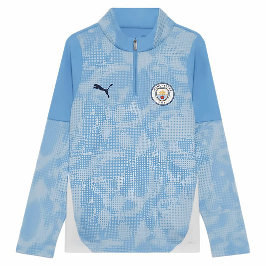2025-2026 Man City Training 1/4 Zip Top (Light Blue) - Kids_1