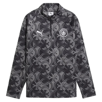 2025-2026 Man City Warm Up 1/4 Zip Top (Black) - Kids_1