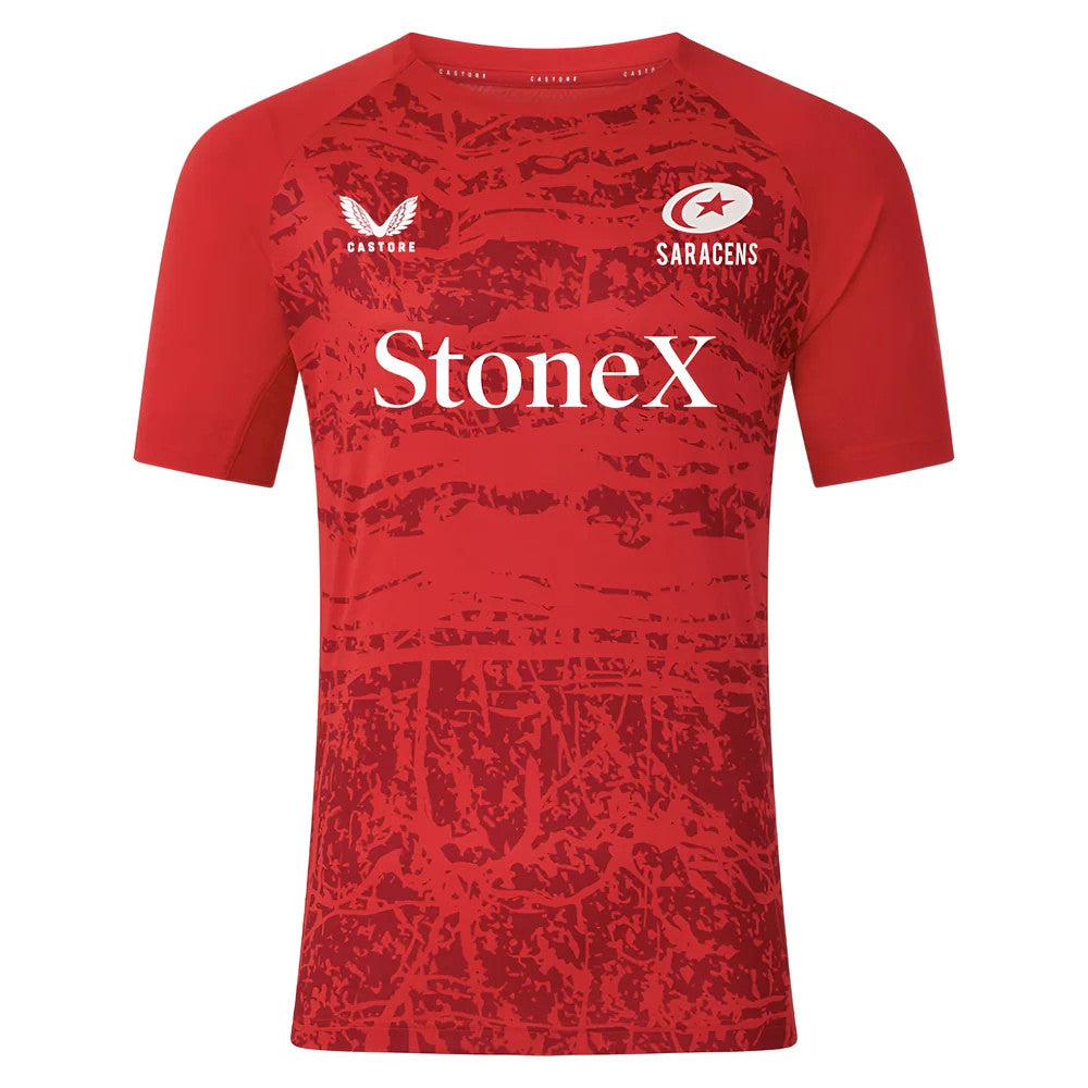 2025-2026 Saracens Pre Match Short Sleeve Tee (Red)_3