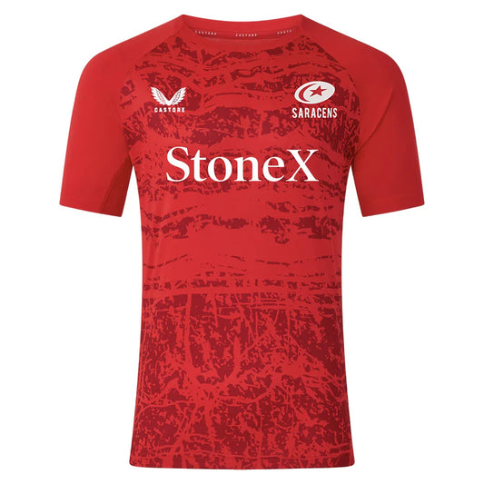 2025-2026 Saracens Pre Match Short Sleeve Tee (Red)_3