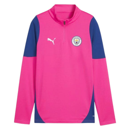 2025-2026 Man City Training 1/4 Zip Top (Fluro Pink) - Kids_1