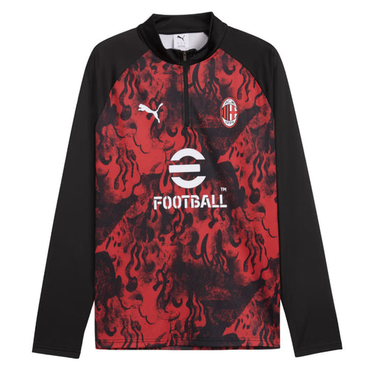 2025-2026 AC Milan Warm Up 1/4 Zip Top (Red)_1