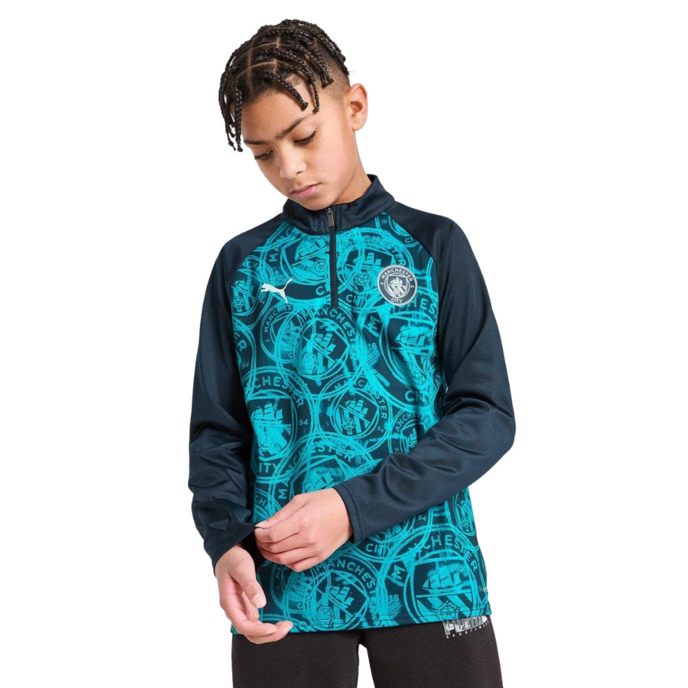 2026 Man City Warm Up 1/4 Zip Top (Deep Navy) - Kids_1