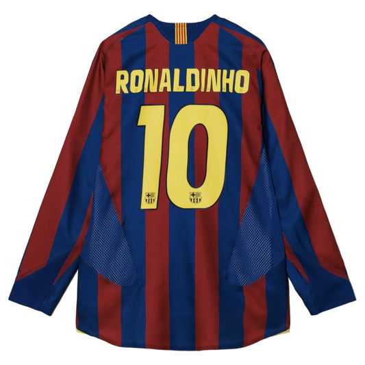 2005-2006 Barcelona T90 Reissue LS Home Shirt (Ronaldinho 10)_2