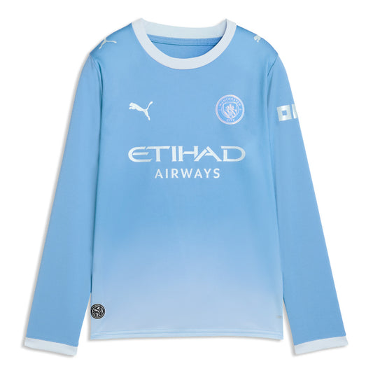 2026-2027 Man City Home Long Sleeve Shirt (Kids)_1