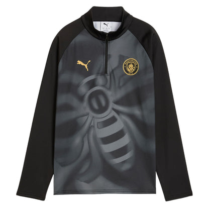 2026-2027 Man City Warm Up 1/4 Zip Top (Black) - Kids_0
