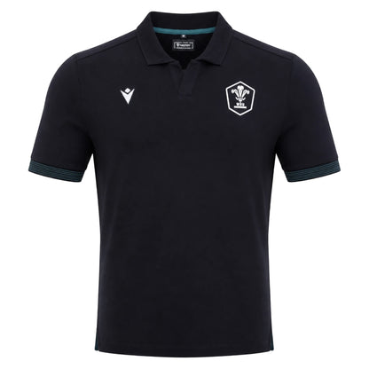 2026-2027 Wales WRU Rugby Travel Cotton Polo (Black) - Kids_0