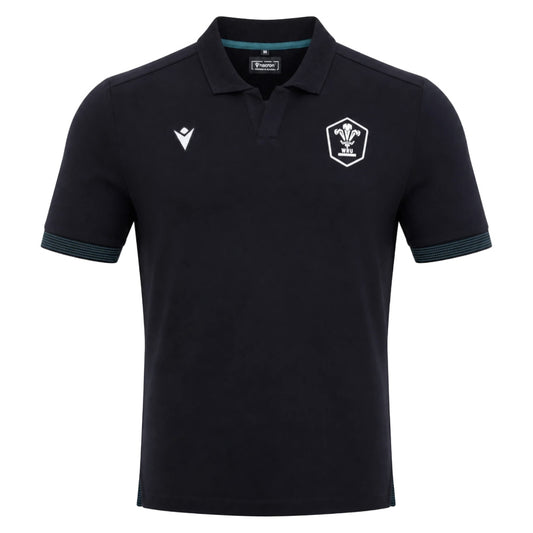 2026-2027 Wales WRU Rugby Travel Cotton Polo (Black) - Kids_0