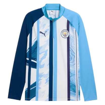 2026-2027 Man City Warm Up 1/4 Zip Top (White/Blazing Blue)_0