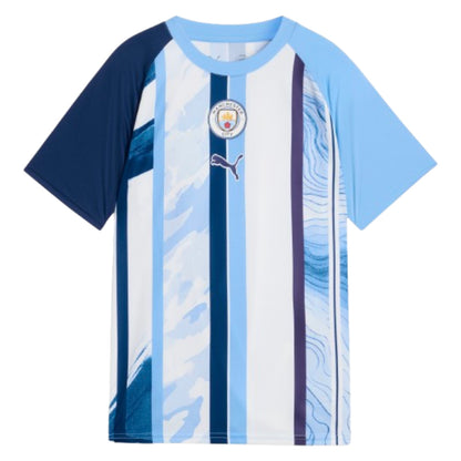 2026-2027 Man City Warm Up Jersey (White/Blazing Blue) - Kids_0