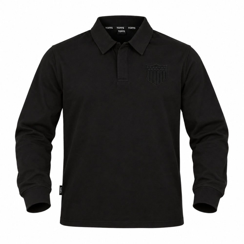 USA Blackout Badge Long Sleeve Vintage Rugby Shirt_0