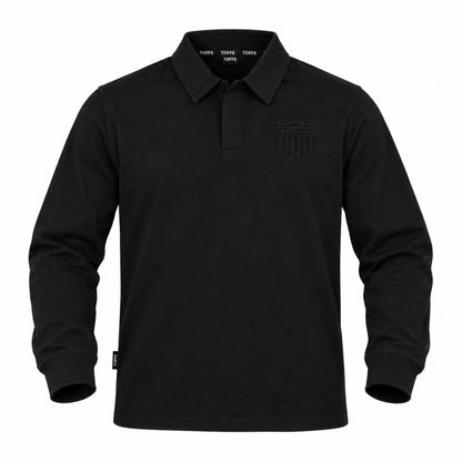 USA Blackout Badge Long Sleeve Vintage Rugby Shirt_0