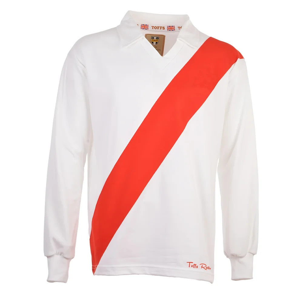 TOFFS Classic Retro White Long Sleeve Shirt With Red Tape_1