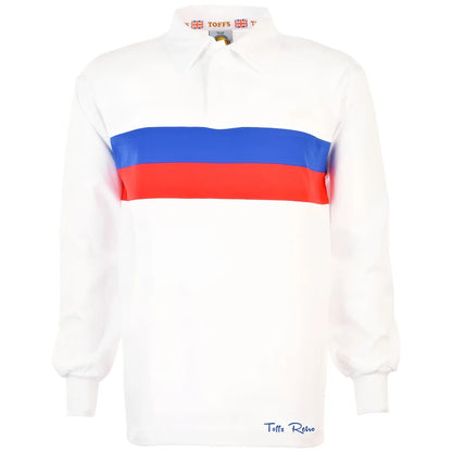 TOFFS Retro White Long Sleeve Shirt With Royal/Red Stripe_0