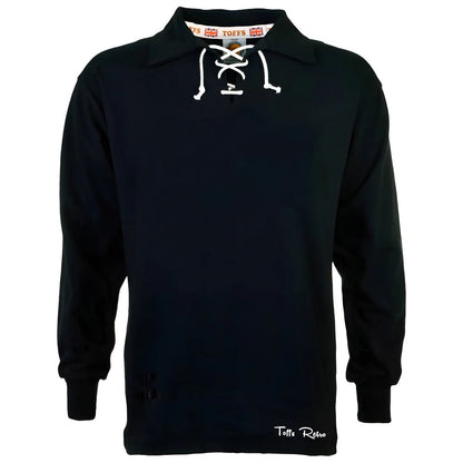 TOFFS Classic Retro Black Long Sleeve Lace-Up Neck Shirt_1
