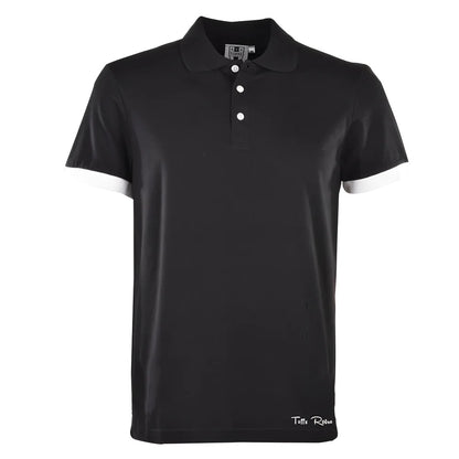Toffs Retro Polo Shirt - Black with White Cuffs_0