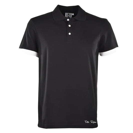 Toffs Retro Polo Shirt - Black with White Cuffs_0
