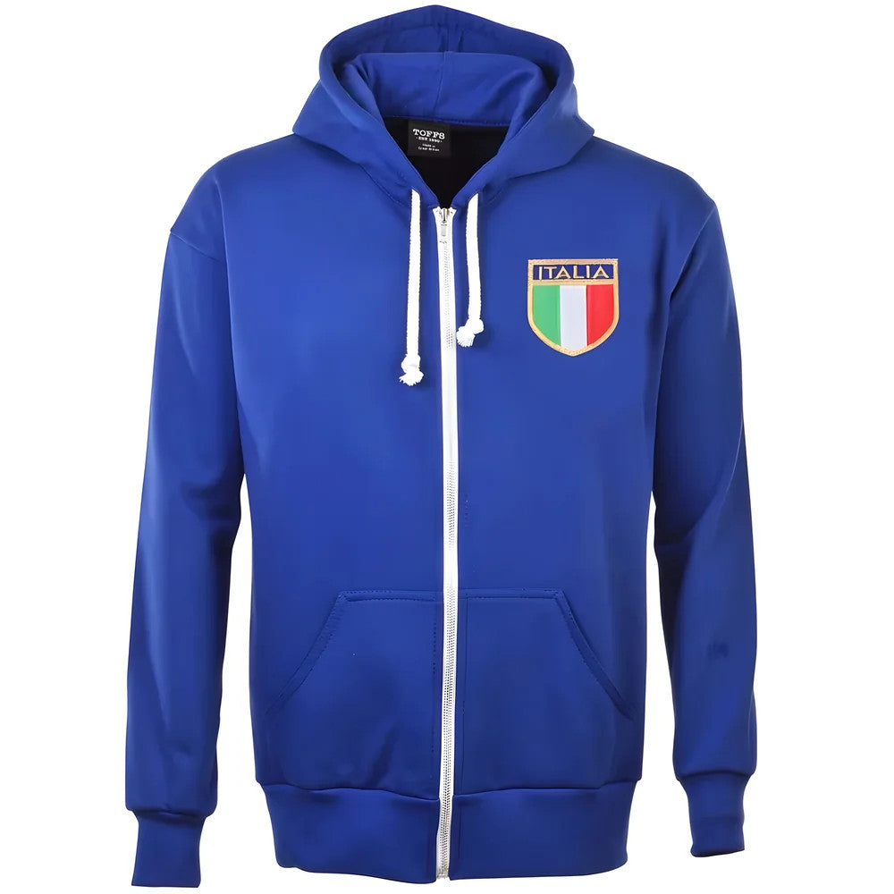 Italy 1975 Vintage Rugby Zipped Hoodie - Royal_1
