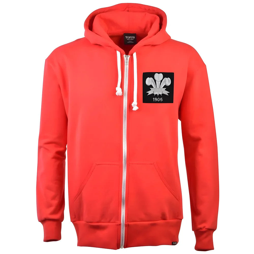 Wales Feathers 1905 Vintage Zipped Hoodie - Red_1