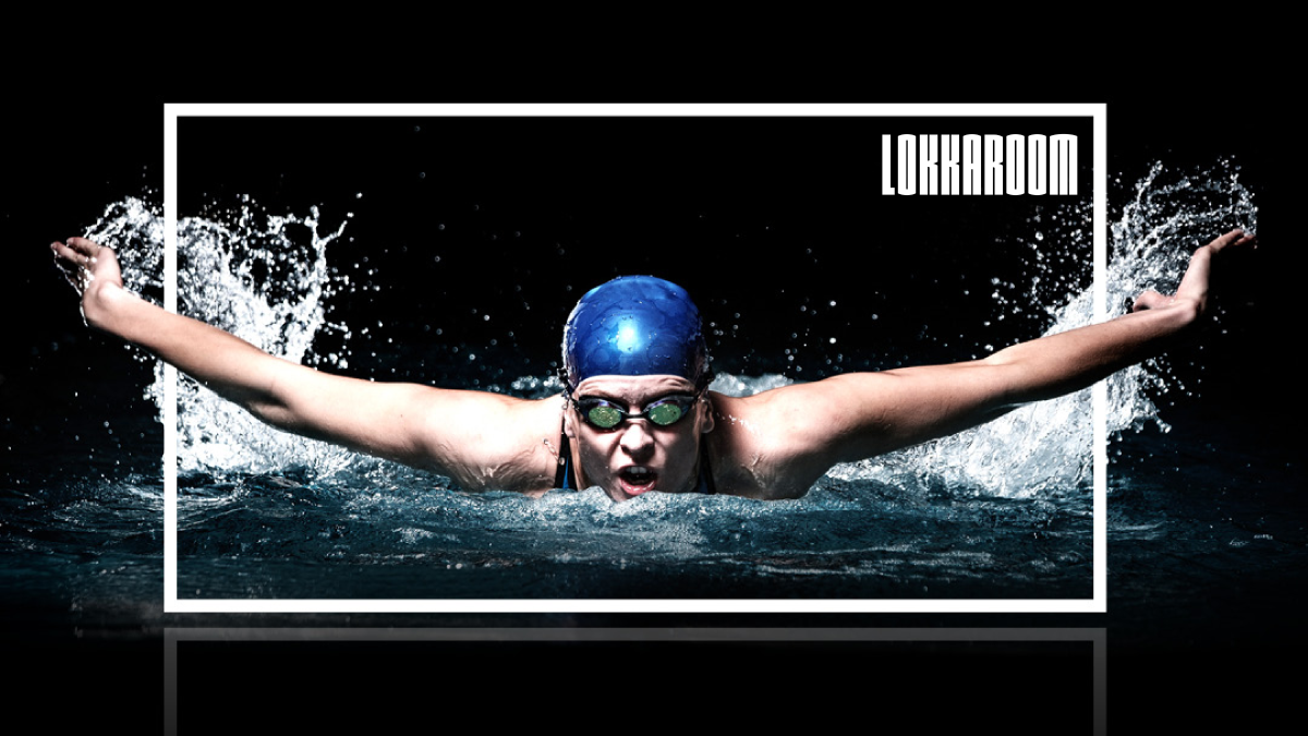 Swimmer Pushing Through Lokkaroom Brand Box 